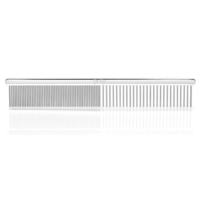 Eye Envy Tear Stain Remover Comb for Dogs and Cats. Fine/Coarse with 80 Rounded Pins. Gently Remove Crusty Eye Debris, Gunk and Boogers. Face and Feet Comb. Remove Tangles