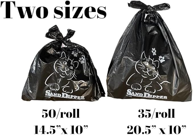 Sand Dipper Cat Litter Waste Bags | Strong Thick Odor Sealing (Tall 35 Roll)