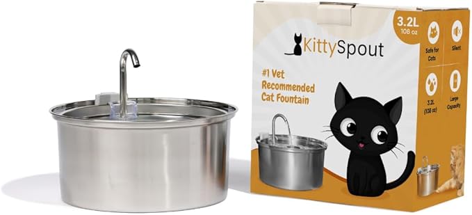 Cat Water Fountain Filters for 108oz/3.2L… (2 Month Supply: 4 Filters & 4 Sponges)