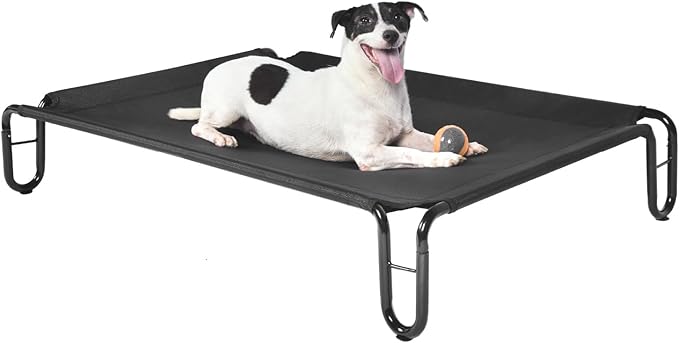 pettycare Outdoor Elevated Dog Bed Cot, Raised Dog Cots Beds, No Screws, Stable Frame & Durable Supportive Teslin Recyclable Mesh, Breathable, Indoor and Outside Pet Beds, Fits up to 40 lbs