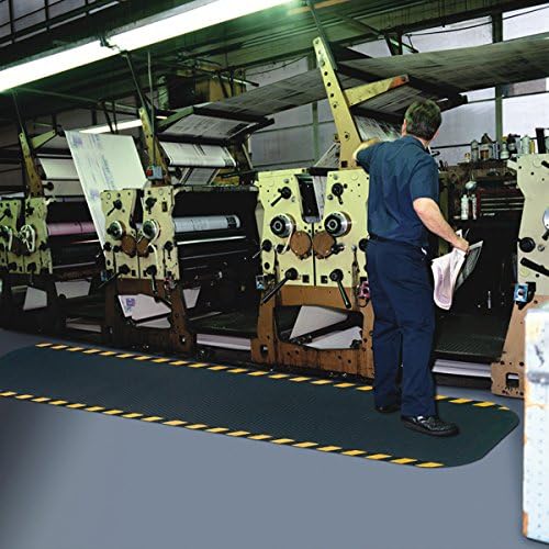 American Floor Mats Hog Heaven Premium 7/8" Black & Yellow Border 5' x 10' Nitrile Backed Anti-Fatigue Comfort Mat