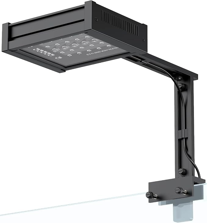 Pawfly 50 W Saltwater Aquarium Light for SPS & LPS Corals, Clip-On Dimmable LED Reef Light with Adjustable Brightness, Day/Night Modes, Timer, Blue RGB Violet UV Lighting for Marine Fish Tanks