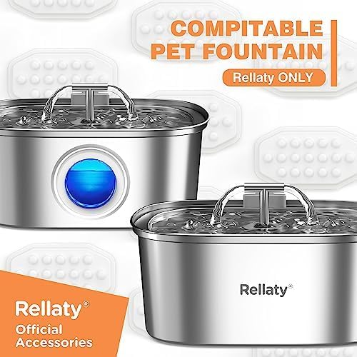 Official 32PCS Cat Water Fountain Filters Replacement & Pre-Filter Sponges for 3.2L/108oz Automatic Pet Water Fountain (16 filters +16 sponges)