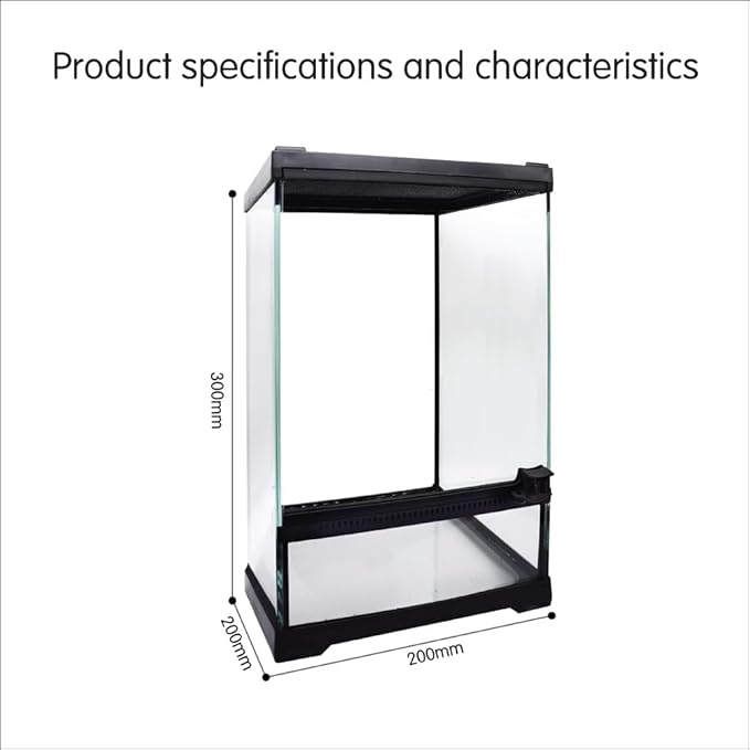 Mini Reptile Glass Terrarium Tank 8"x8"x12“ Full View with Front Opening Door and Enclosure Habitat Cage for Leopard Gecko Tarantula Young Lizard Hermit Crab Frog Insects Breeding Tank
