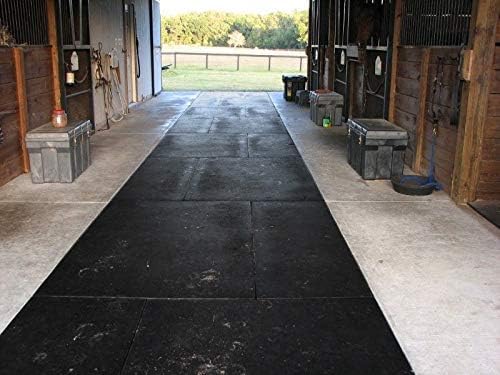 American Floor Mats - Heavy Duty Stall Tiles - Stable/Horse Flooring - Thick, Durable Rubber Solid Black 6 Border Tiles 3/4" Thick Expansion Set