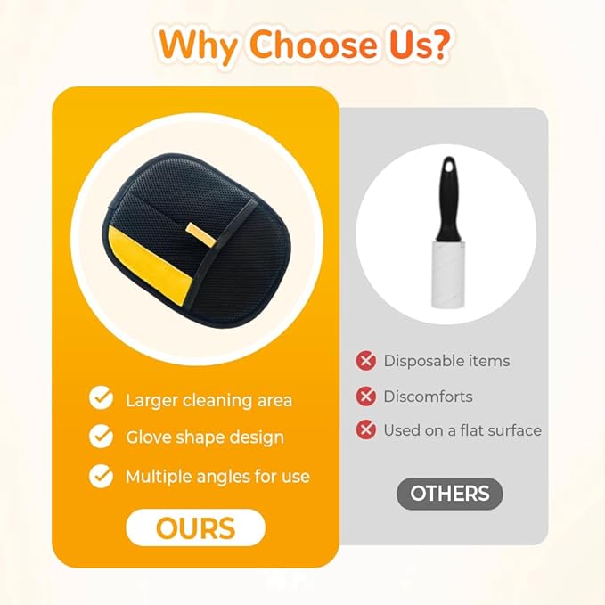 Pet Hair Removal Glove, Dog Cat Hair Gloves for Pet Hairs Removal, Reusable Pets Grooming Gloves for Dogs Cats, Washable Pets Hairs Remover Electrostatic Glove for Bed Couch Clothes Carpet (2pcs)