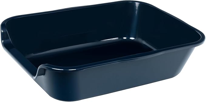1 Pack of Extra Large Cat Litter Box (ABS Material), Low Entry Senior Litter Pen for Geriatric Kitty Big Cats, Jumbo Pet Safe Litter Boxes Tray for Pets Potty (Dark Blue, 20" L x 15.5" W)