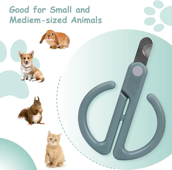 Cat Nail Clippers, Cat Claw Trimmer for Pet Grooming Tool, Easy Cutting Cat Claw Clippers, Dog Nail Clippers, Angled Blade Sharp Claw Scissors for Small Animals Rabbit Puppy Kitten