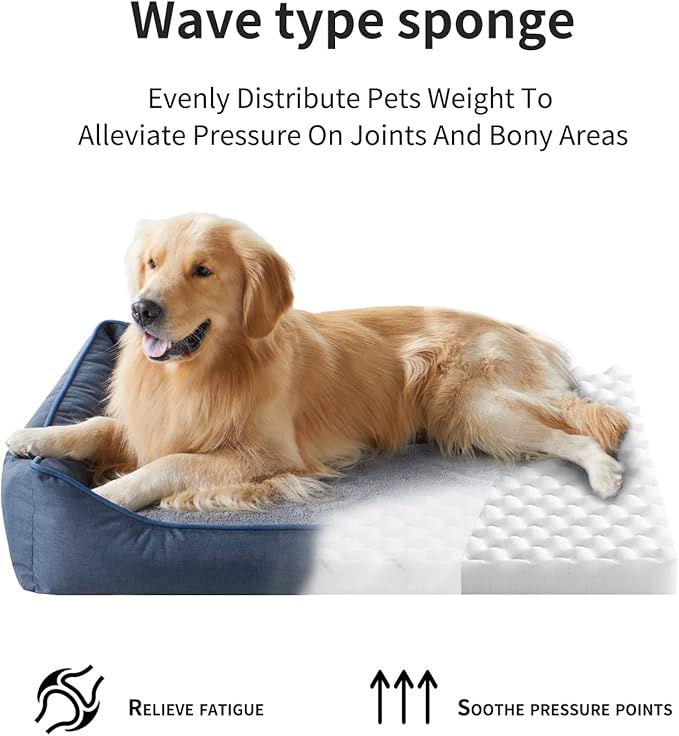 Orthopedic Dog Beds for Medium Dogs, Durable Egg Crate Foam Sofa Dog Bed wit Washable Removable Cover,Waterproof Lining,Pet Bed for Large Dogs (Mustard Yellow, 26.4" L x 21.7" W x 6.2" Th)