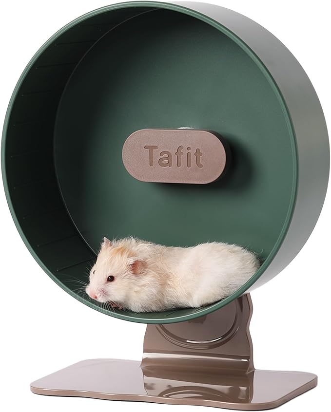 Quiet Hamster Wheel 10.2 Inch Dual-Bearings Silent Small Animals Running Exercise Wheel Height Adjustable for Syrian Hamsters, Gerbils, Rats, or Other Small Pets, Avocado Green