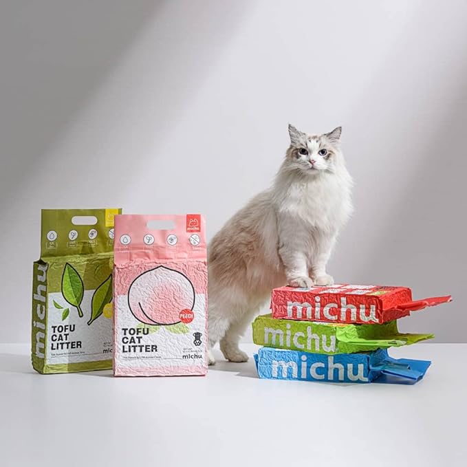 Tofu Cat Litter Natural Clumping Tofu Cat Litter, Fast Clumping and Easily Scoop-able 5.5lb/88oz 5 Scents - Ocean Fresh, 8 Pack