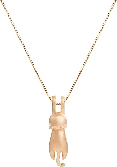 S.Leaf Sterling Silver Cat Necklace - Kitten Jewelry for Cat Lovers - Themed Gifts for Women
