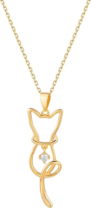 S.Leaf Cat Lover's Necklace - Cat Pendant for Women, Birthday Gifts for Her & Friends