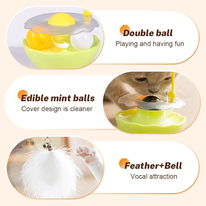 Interactive Cat Feather Toys, 2025 New Catnip Toy, Multifunctional Cat Teaser, Durable Track Ball Pet Toy for Indoor Play, Premium Pet Exercise Toy for Kittens and Adults (Indigo)