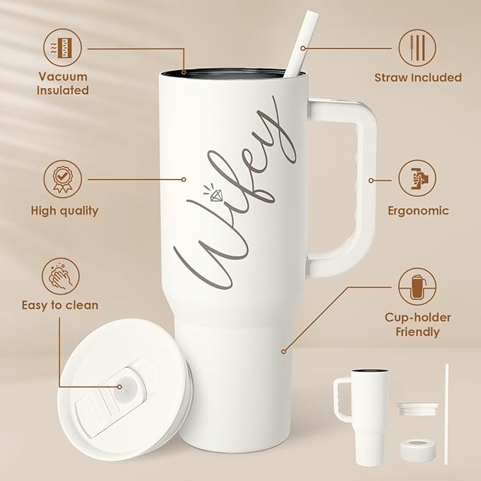 SANDJEST Gift for Wife from Husband – 40oz Insulated Stainless Steel Tumbler with Handle and Straw, Gifts for Anniversary, Birthday, Christmas, Valentine, Coffee Travel Mug