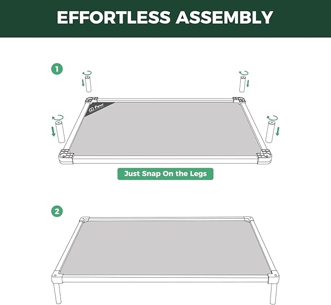 FXW TitanNest Chew-Proof Elevated Dog Bed, Raised Cot for Indoor/Outdoor/Camping Use, Durable & Waterproof Cooling Pet Bed for Extra-Small Dogs, 29.0" L x 18.0" W x 4.5" H, Black
