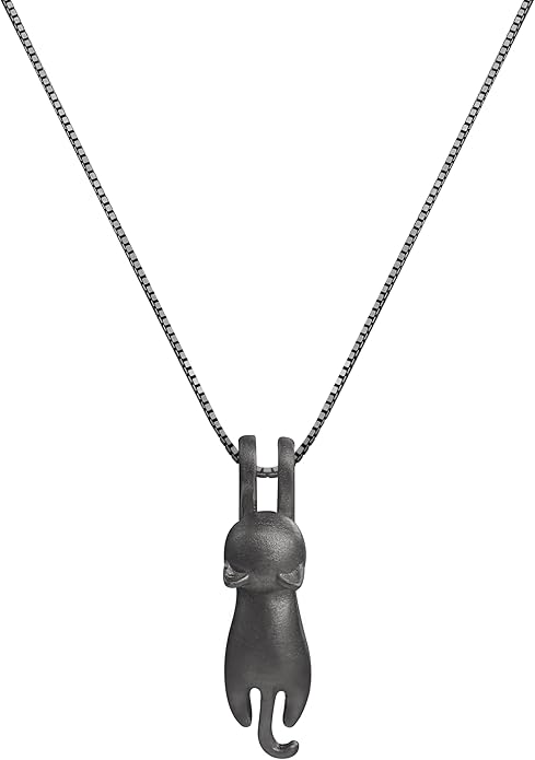 S.Leaf Sterling Silver Cat Necklace - Kitten Jewelry for Cat Lovers - Themed Gifts for Women