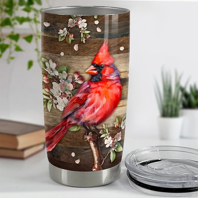 SANDJEST Cardinal Tumbler 20oz Stainless Steel Insulated Tumblers Coffee Travel Mug Cup Gift for Women Birthday Christmas