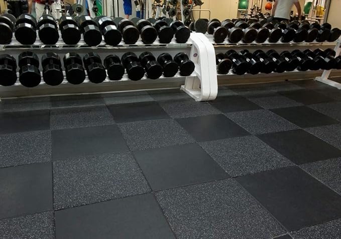 American Floor Mats - Extreme Rubber Gym Tiles - 1 Inch Thick Colorful Rubber Gym Tiles - Superior Shock and Sound Absorbing Tiles - 10% Gold 25 Tile Pack (Covers 100 Sq Ft)