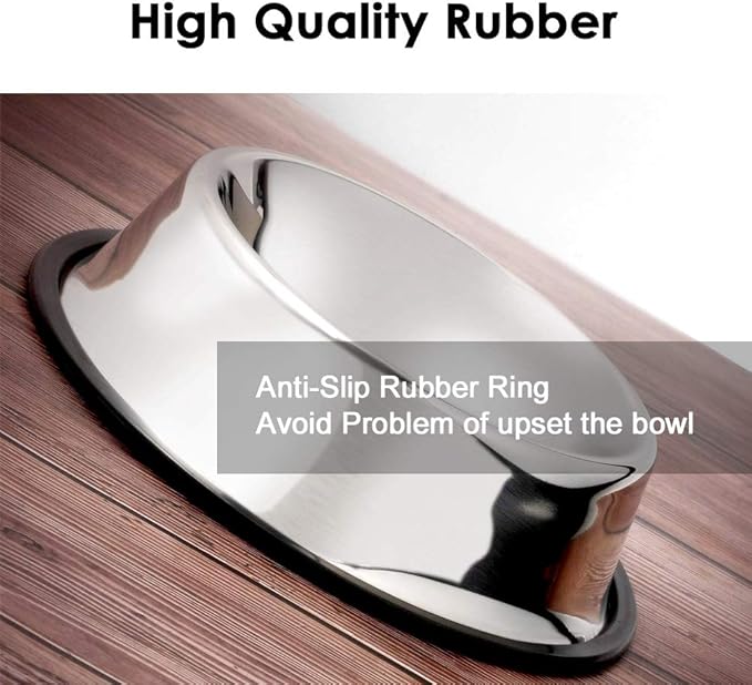 Stainless Steel Dog Bowls, 1.5 Cup/12oz Cat Bowl Water and Food with Rubber Base, Pet Bowls for Small Dogs, Cats, Puppy, Rabbit and Kitten, 2Pack