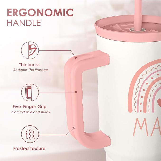 SANDJEST Gift for Mom from Daughter Son - Mama Insulated Stainless Steel Tumbler 40oz with Handle and Straw, Travel Coffee Mug for Mommy Moms - Gifts Idea for Birthday Christmas Mothers Day