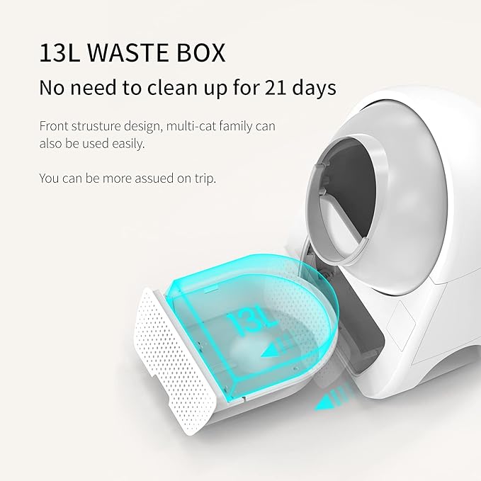 CATLINK Self Cleaning Automatic Litter Box for Cats 3.5~22lbs-APP Control,Double Odor Removal-Extra Large with 40 Liners&1 Carbon Filter Box Included -Smart Robot Cat Litter Box (New Version)