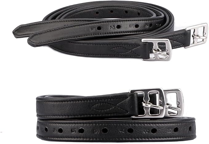 48" / 50" / 54" / 60" New 1" Super Soft English Stirrup Leathers Black/Havana (Havana, 48")