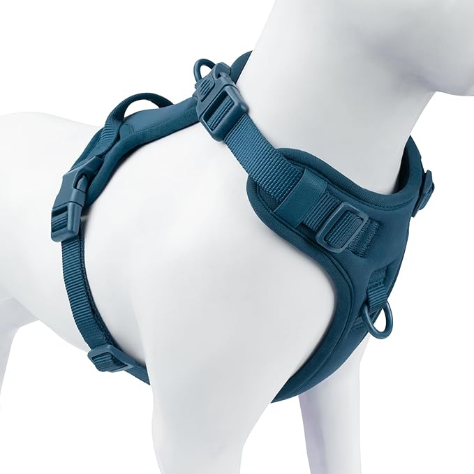 No Pull Dog Harness, Puppy Vest with Front Clip for Small Medium Large Sized Dog(Prussian Blue,L)
