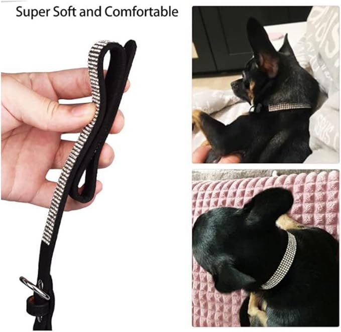 Small Dog Collar with Rhinestone Crystal Diamond Colorful Bling Girl Cat Collars Black S