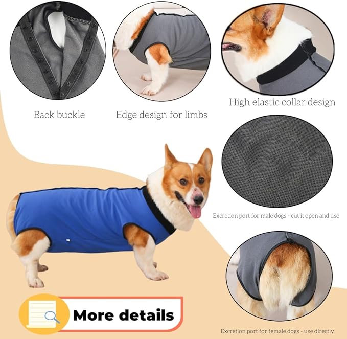 Dog Surgery Recovery Suit,Abdominal Surgical Suit for Dogs,Recovery Suit for Dogs,Prevent Licking Surgical Wound Dog Cone Alternative Grey XL