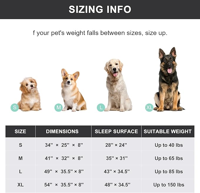 Cooling Elevated Dog Bed with Non-Slip Floor Protectors & Breathable Mesh, Raised Indoor & Outdoor Dog Cot Hammock, 41" L x 32" W x 8" Th, Medium, Green