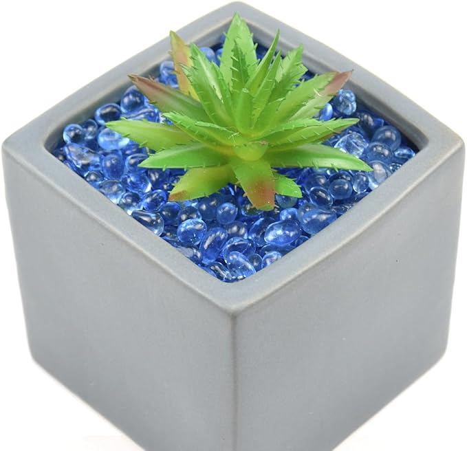 1 Lb (460 g) Light-Blue Sea Glass Stones Irregular Rainbow Glass Pebble Decorative Rock Quartz Tumbled Gemstone Chips for Aquarium Decoration/Vase Filler/Jewelry Making/Handwork Craft/Gems Display