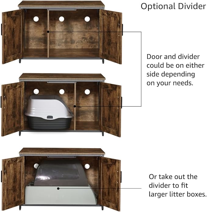 unipaws Top Opening Cat Litter Box Enclosure, Friendly to Elderly People, Waist or Keen Problem People, XL Extra Large Cat Box Furniture, High Jumbo Automatic Litter Box Cover Hidden for Large Cat