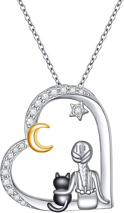 S925 Sterling Silver Horse Bunny Cat Dog Heart Pendant Necklace Cute Animal Jewelry Gifts for Women Adults Teens