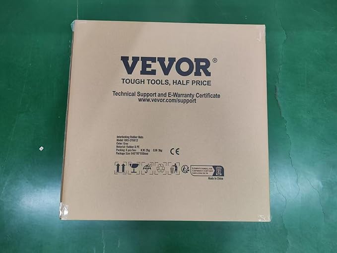 VEVOR 0.56Inch 48sq.ft 12 Tiles Gym Flooring for Home Gym, Rubber Top with High Density EVA Foam,25 x 25In Gym Floor Exercise Equipment Mats, Interlocking Gym Mats, Puzzle Workout Mats, Black & Grey