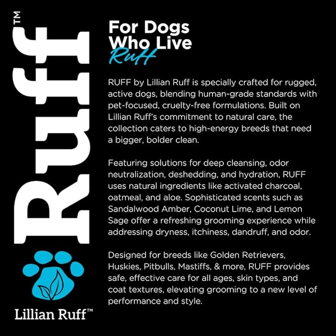 Ruff by Lillian Ruff Sandalwood Coconut Oatmeal Conditioner for Dogs – Moisturizes & Soothes Dry Itchy Skin, Promotes Healthy Coat, Gluten-Free, Tear-Free, Sulfate-Free, Paraben-Free, Made in USA