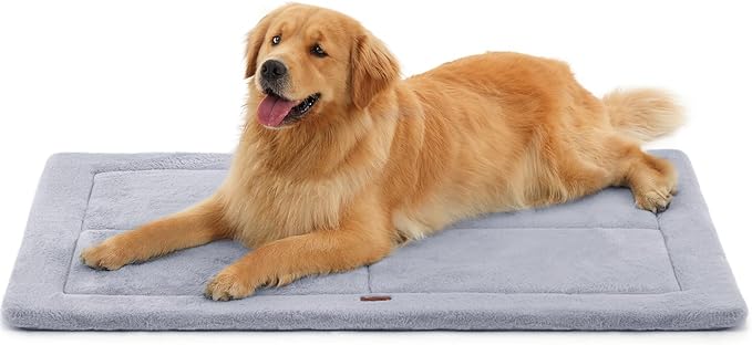 Made4Pets Dog Crate Pad Bed for Large Dogs, Washable & Reversible, Anti-Slip Kennel Mat for Cozy Sleeping, Soft Fluffy Dog Bed for Indoor & Outdoor Use, 41"x29", Gray