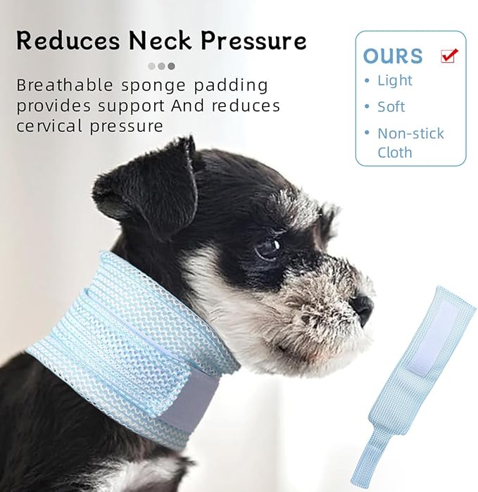 Cat Neck Brace Cover - Breathable & Adjustable Elizabethan Collar for Post-Surgery Recovery Anti-Scratch Anti-Lick Protection, Cervical Cone for Small Medium Large Dogs Puppies Kittens (Medium,Blue)