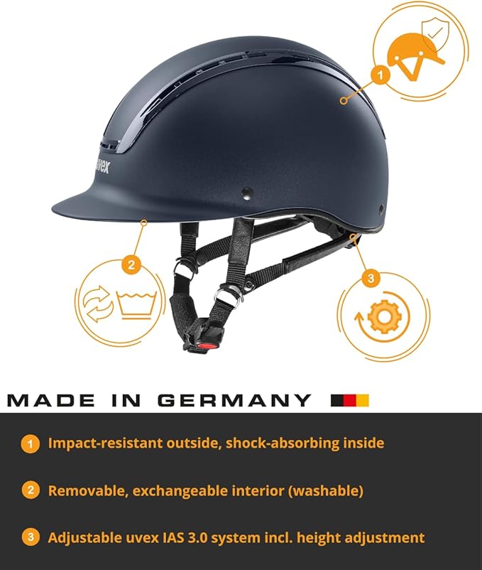 uvex suxxeed Active Horse Riding Helmet for Women & Men, Navy, S-M - Adjustable & Excellent Ventilated Helmet