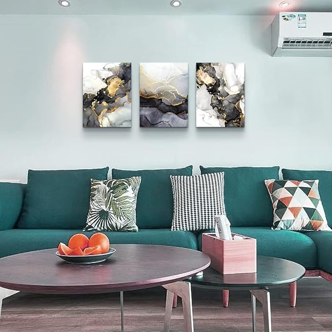 Boho Wall Decor - Abstract Ink Paintings, Framed Wall Art for Living Room, Bedroom & Office - 20" X 28" - 3 Piece Set