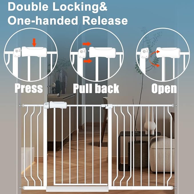 Extra Wide Large Baby Gate 67-71.5 Inch Automatic Close Pet Dog Gates for Stairs Doorways Pressure Mount Child Safety Gate for Walk Through Kids or Pets