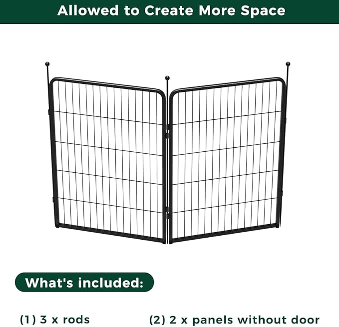 FXW Rollick Unleashed Dog Playpen for Indoor, Yard, RV Camping, 40 inch 2 Panels for Medium and Large Dogs, Black│Patented