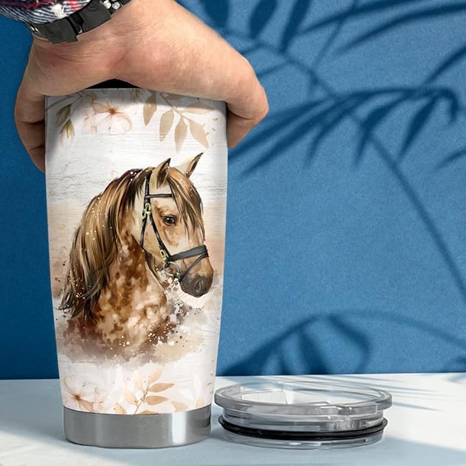 SANDJEST Horse Tumbler Motivation 20oz Tumblers with Lid Gift for Women Girl Daughter Sister Animal Lovers Christmas Birthday