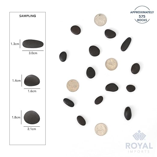 Royal Imports 1LBS River Rocks Decorative Ornamental Pebbles, Garden Landscaping Stones, Gravel Filler for Plants, Vases, Succulents, Home Decor, Aquariums, Crafting, Animal Habitat - Black