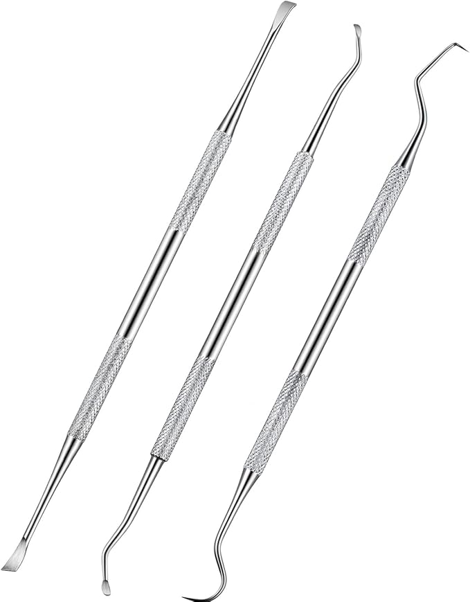 Hotop 3 Pieces Dog Dental Tooth Scaler and Scraper Stainless Double Headed Tarter Removing Tool Scraper Pet Teeth Cleaning Tools for Dog and Cat (Silver)