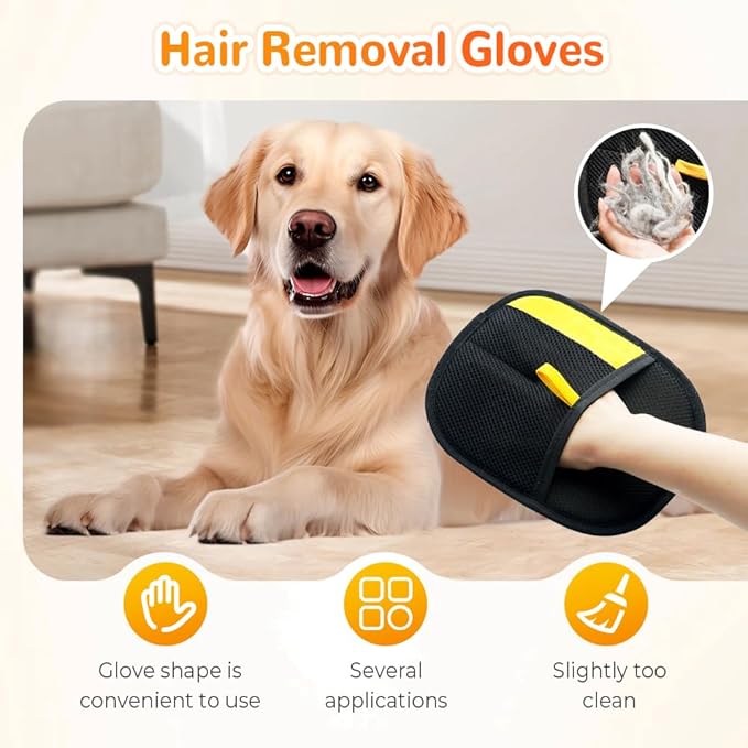 Pet Hair Removal Glove for Cats & Dogs, 2025 Upgrade Pet Hair Remover Glove, Electrostatic Pet Hair Removal Gloves for Dogs and Cats, Reusable Pet Hair Remover Glove (2)