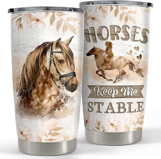 SANDJEST Horse Tumbler Motivation 20oz Tumblers with Lid Gift for Women Girl Daughter Sister Animal Lovers Christmas Birthday