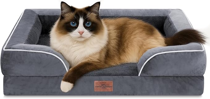 Comfort Expression Small Dog Beds Waterproof Cat Beds Orthopedic Foam Sofa Beds for Small Dogs Comfy Pet Bed with Washable Removable Cover & Non-Slip Bottom(XX-Small,Dark Grey)