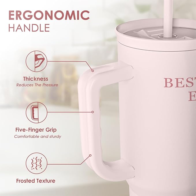 SANDJEST Gift for Aunt - Best Aunt Stainless Steel Tumbler with Handle, Travel Coffee Mug for Moms - Aunts Gifts for Birthday Christmas Mothers Day, 40oz