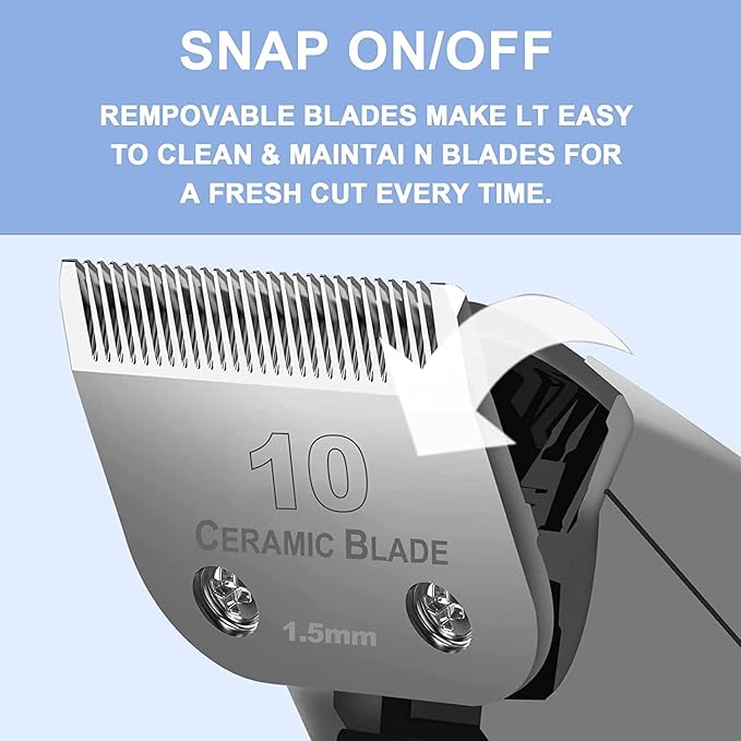10 Blade Dog Grooming Clipper Blades Compatible with Andis Dog Clippers,Detachable Stainless Steel Blade,Size 10, 1/16-Inch Cut Length